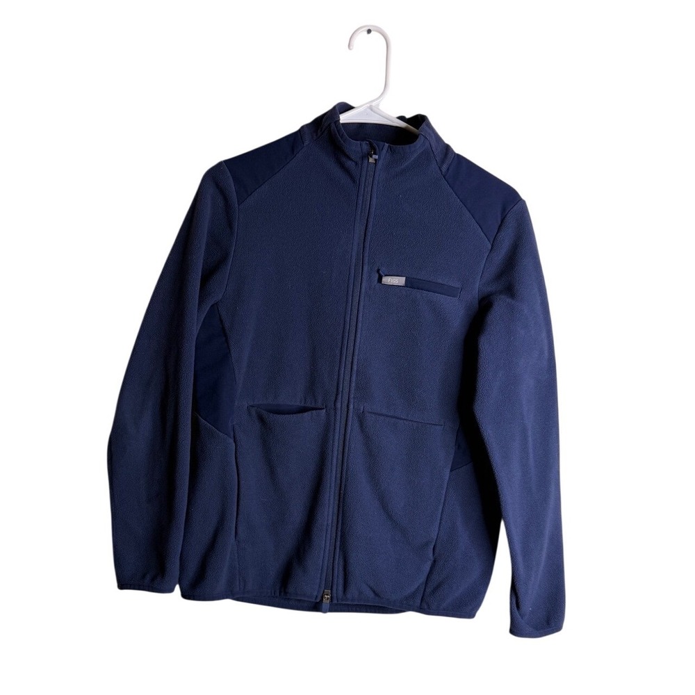 FIGS On Shift Fleece Scrub Jacket Navy Blue PrimaLoft Full Zip Medical Small S